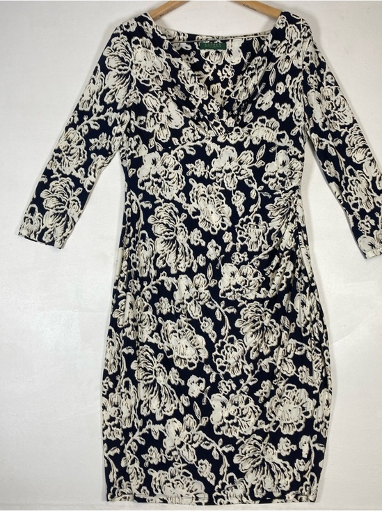 Lauren Ralph Lauren Dresses & Skirts - Lauren Ralph Lauren Dress  8 Black White Floral Ruched Career Faux Wrap